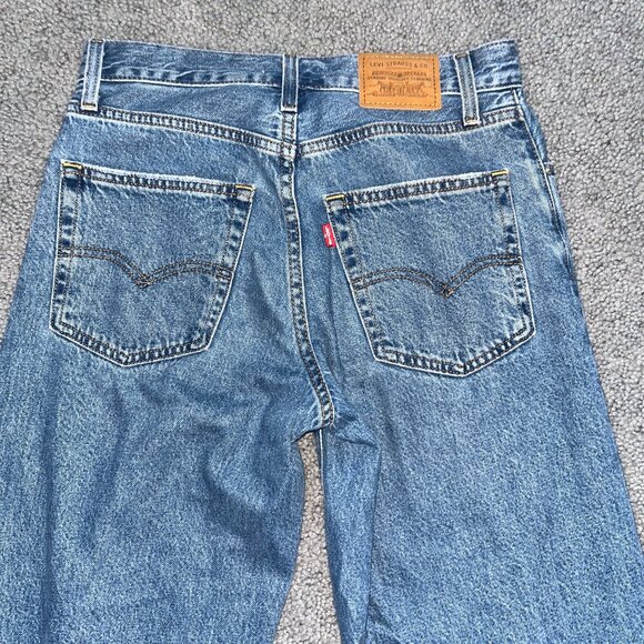 LEVI'S RE-RELEASE BIG E BAGGY DAD ULTRA WIDE LEG BLUE DENIM JEANS  EUC - W25 L32 - Picture 6 of 11
